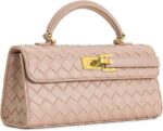 Styloobag - Woven Vegan Leather Top Handle Bag with Gold-Tone Lock Closure - Image 4